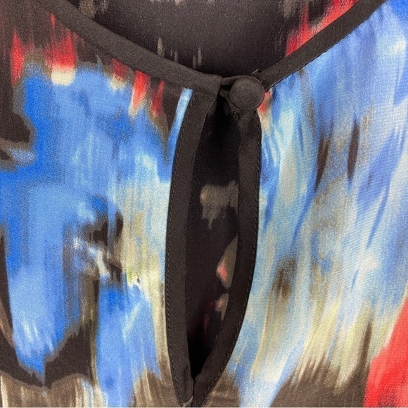 J. Crew Black Red Blue 100% Silk Sleeveless Top Size 00 - Picture 8 of 11